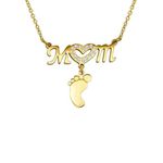 El Regalo Cute MOM Heart Pendant with Tiny Baby Feet Necklace- Stainless Steel, Anti Tarnish Elegant Gift for Moms on Mother's Day/Birthdays/Baby Shower