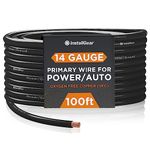 InstallGear 14 Gauge OFC Primary Remote Wire, 100-feet - Black - Speaker Cable for Car Speakers Stereos, Home Theater Speakers, Surround Sound, Radio, Automotive Wire, Outdoor - Speaker Wire 14 Gauge