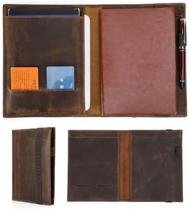 CONTACT'S FAMILY Leather Padfolio Binder Organizer Tablet/Laptop Case - for 7.9/8.3-inch iPad mini Papers Document Holder Planner Binder A5 Letter Size