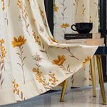 Urban Space 100% Cotton Curtains for Long Door, 60-65% Room Darkening, Decorative Curtains Tieback with Eyelet Set of 2 (Orchid Blooms - Yellow, 8 feet x 4 feet)