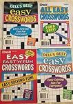 Mixed Lot of 4 Dell's Best All Easy Fast 'n' Fun Quick Crosswords Puzzles Books 2015 2018