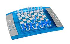 Lexibook 12 LCG3000 ChessLight, electronic chess game with touch keyboard and light and sound effects, 2 players, 32 pieces, 64 levels of difficulty, battery, blue/yellow