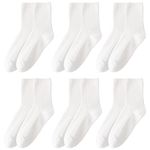 MarJunSep Women’s Cute Cotton Crew Socks Neutral Aesthetic Slouchy Boot Dress Socks Women Girls Granola Essentials, 6 Pairs White, Medium