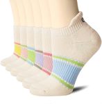 CS CELERSPORT Ankle Running Socks for Women and Men Athletic Low Cut Sports Tab Workout Socks for Men and Women (6 Pairs), Small, Creamy-White Multicolor