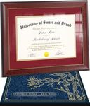 Wooden Diploma, Certificate, Degree Frame,8.5x11 with mat and 11x14 w/o mat graduation document frames,for bachelors and masters degree, diploma or certificate award frame (Red mat,#1022)