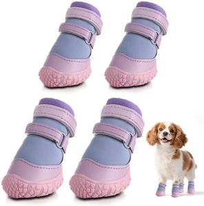 Dog Shoes for Small Dogs, Breathable Dog Boots Paw Protector for Hot Pavement Winter Snow, Dog Booties with Rugged Anti-Slip Sole for Hardwood Floors Outdoor Walking Purple Size 2