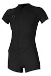 O'Neill Wetsuits Women's Bahia 2/1mm Full Zip Short Sleeve Spring, Black/Black/Black, Size 12