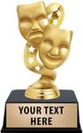 Crown Awards Drama Trophies with Custom Engraving, 6" Personalized Gold Drama Masks Trophy On Black Base 1 Pack Prime