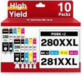 TESEN Compatible PGI280XXL CLI281XXL Ink Cartridge Replacement for Canon 280XXL 281XXL Use with PIXMA TR8520 TR8620 TS6220 TS6320 TR7520 TS6120 TS9120 TS8120 TS8320 Printer, 10 Pack Color Set