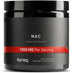 Toniiq 1300mg NAC - 4 Month Supply - Min. 98%+ Tested Purity - Ultra High Strength Bioavailable NAC Cysteine Supplement - 240 Vegetarian N Acetyl Cysteine Capsules -Lab Tested TQ