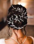 Missgrace Bridal Crystal Rhinstone Silver Vintgae Hair Vine Headpiece for Festival,Special Holiday,Halloween Wedding Long Hair Jewelry Bridal Hair Accessories for Bride