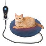 RC SLL Pet Heating Pad for Cats,Electric Heating Pad for Cats Heated Cat Bed Indoor, Upgraded Adjustable Controller,Waterproof Heating Pad Cat Bed with Chew Resistant Steel Cord (Rose, ∅40cm-Round)