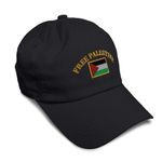 Speedy Pros Free Palestine Flag Embroidered Unisex Adult Flat Solid Buckle Cotton Unstructured Hat Low Profile Cap - Black, One Size