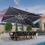 PURPLE LEAF 10' X 13' Patio Umbrella Outdoor Luxury Cantilever Umbrella with 360° Rotation Rectangle Umbrellas Windproof Offset Umbrella Heavy Duty Sun Umbrella for Garden, Deck, Table, Backyard and Pool, Grey