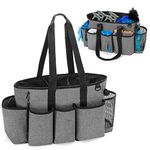 LoDrid Tote Cleaning Caddy with Dividers for Cleaning Supplies, Cleaning Bag Organizer with Handle Strap for Cleaning Work, Grey, (Bag Only)