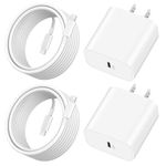 USB C Charger for iPhone 16/16 Plus/16 Pro/16 Pro Max, 2Pack 20W Fast Wall Charger Power Adapter for iPhone 15/15 Pro Max, iPad Pro 13/11 inch, iPad Air 5/4th,iPad 10th with 10FT Long USB C to C Cable