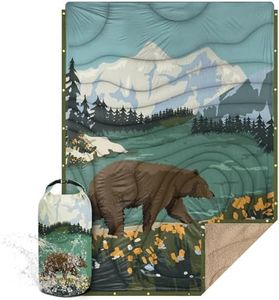 KawaGebo Kamp Outdoor Camping Blanket with Sherpa Lining, Extra Warm Thick Camp Blankets and Puffy Ultralight Soft Poncho DWR Camping Quilt for Cold Weather, Adventure, Sleeping, Backpacking 78"x 56"