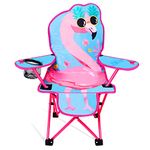 KABOER Kids Outdoor Folding Lawn and Camping Chair with Cup Holder and Carrying Bag, Children's Camping Chairs for Outdoor Beach Travel (Flamingo)