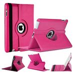 World Biz Rotating Case for iPad 2/ iPad 3/ iPad 4 (Old Model) 9.7'' - 360° Rotation Shockproof PU Leather Book Flip Folio Protection Cover With Auto Sleep/Wake (Pink)