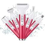 ACWOO Electric Lady Shaver, 5 in 1 Portable Electric Shaver for Women, Rechargeable Electric Razor Bikini Trimmer Female Shaver, Painless Wet and Dry Hair Removal for Face Legs Underarm Nose Eyebrow