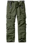 linlon Mens Cargo Hiking Pants Outdoor Casual Quick Drying Lightweight Work Pants with 8 Pockets #6052-Army Green-29