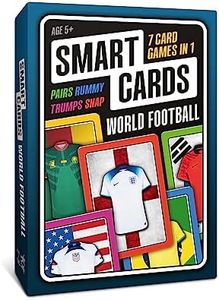 100 PICS SMART CARDS World Football, Gift, Stocking Filler, Travel Card Game, 7 games in 1, Pairs, Snap, Trumps, Rummy, Memory Quiz, Trivia, Age 5+, 1-8 Players