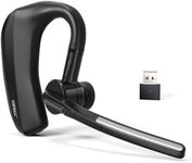 SUNITEC Wireless Headset Single-Ear Bluetooth Headset with Noise-Canceling Microphone Bluetooth Earpiece 20H Talking Time Lightweight Ear Hook Headset for Cell Phone Meeting Business Trucker Office