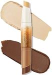 FOCALLURE 2 in 1 Cream Bronzer and Highlighter Stick,Non-greasy & Non-drying Contour Makeup Pencil,Easy to Create a Natural Matte Finishing with Highly Formula,Long Lasting & Waterproof Face Brighten Make up Pen,MEDIUM