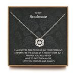 JOSYANDLOVE to My Soulmate Gift, Necklace for Soulmate, Sterling Silver Love Knot Double Heart, Meaningful Soulmate Necklace, Gift for Her, Valentine's Day Gift Birthday Jewelry