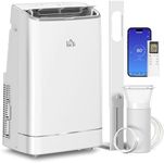 HOMCOM Portable Air Conditioner 14000BTU, Smart Home WiFi Compatible, App & Voice Control 5-in-1 Air Conditioning Unit with Heater, Dehumidifier, Cool, Fan and Sleep Mode, 24H Timer&Window Kit, White