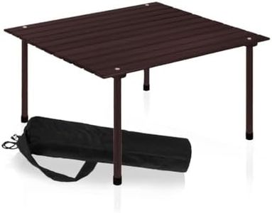 Formosa Covers Portable Wood Roll Up Table for Picnics 2025 Update Stronger Staples, Low Beach Table for Camping, Travel, Tailgate, Outdoor w/Carrying Bag 26" Lx26 Wx16 H (Espresso)
