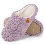 EverFoams Women's Mule Slippers Comfy Warm Shearling Lightweight Breathable Memory Foam Anti-Slip House Shoes Purple,5-6 UK