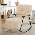 Nursery Nursing Rocking Chair Indoor Modern Glider Rocking Chair Rocking Accent Armchair With Teddy Upholstered Side Pocket For Living Room Bedroom Offices (Size : Black legs)