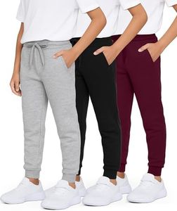 3 Pack: Boys Girls Youth Teen Active Athletic Basic Soft Kids Sports Fleece Jogger Soccer Track Gym Running Slim Pajama Sweatpants Casual Athletic Pantalones Winter Pockets-Set 2,XL(18-20)