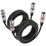 NUOSIYA 5M XLR Cables 2 Packs,XLR Male to Female 3 Pins Balanced Microphone Cable for Studio Recorder, Mic, Mixer, Speaker System, Phantom Power