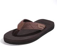 FITORY Men's Flip Flops Thongs Lightweight Sandals Comfy Summer Shoes for Beach/Pool Size 6-12 (Brown 9 UK)