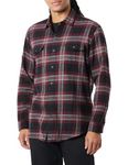 Amazon Essentials Men's Regular-Fit Long-Sleeve Two-Pocket Flannel Shirt, Black Burgundy Plaid, L