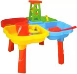 Quickdraw Kids Sand & Water Table 4 Section Garden Sandpit Outdoor Activity Play Set Toy With Accessories