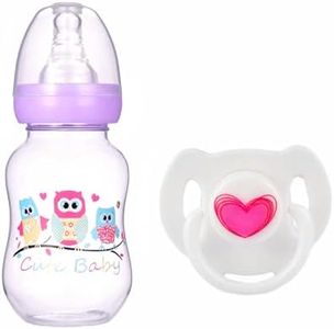 JIZHI 2 Pcs Baby Doll Bottles Set with Magnetic Pacifier, Babies Doll Accessories for Reborn Baby Dolls, Pretend Play Feeding Toy Kids Gift,Purple