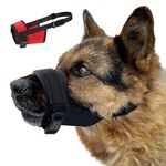 CollarDirect Muzzle - Adjustable Soft Breathable Nylon Dog Mouth Guard Cover for Small, Medium and Large Dogs, Anti Chewing, Barking & Biting (Black; L)