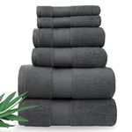 Alusa Home Bamboo Viscose Bath Towels - Ultra Soft & Plush 700 GSM Luxury Bath Towels - Super Absorbent & Quick Drying - 6 Piece Towel Set (Granite Grey)