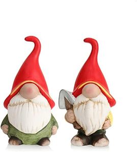 com-four® 2X Gnomos de cerámica -Gnomos Decorativos para Interior y Exterior -Gnomos para el jardín [la selección varía] (2 Piezas - 20cm)