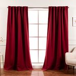 Best Home Fashion Premium Blackout Curtain Panels - Solid Thermal Insulated Window Treatment Blackout Drapes for Bedroom - Back Tab & Rod Pocket – Cardinal Red - 52" W x 108" L - (Set of 2 Panels)