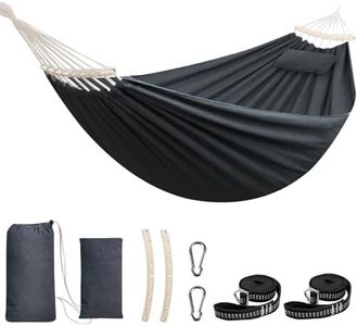 Chihee Coton Hamac Grand hamac Souple Respirant Hamac de Camping Peut Supporter jusqu'à 300KG Hamac d'arbre Portable avec Barre d'écartement détachable Oreiller 2 Sangles Solides 2 mousquetons