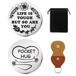 Life is Tough But So are You Motivational Pocket Hug Token Gift, Long Distance Relationship Keepsake Stainless Steel Double Sided Pocket Hug Token Gift for Friends Sisters BFF Daughter