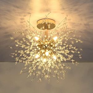 Rayofly Moderne Plafonnier En Cristal, feux D'artifice lustre, D'or plafonniers, dimmable Pendentif Lumière, 8 G9 Luminaire, Lampe Pour Salon, chambre, salle à manger, cuisine, couloir