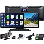 Volam 9.26" Portable Wireless Car Stereo with Apple Carplay & 2.5K Dash Cam,1080P Backup Camera, Touchscreen Car GPS Navigation for Android Auto, Car Audio Receivers with Bluetooth,Mirror Link