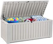 Koll Living Storage Box/Cushion Box 570 Litres 100% Waterproof with Ventilation so No Bad Odour/Mould Modern Wood Look Lid Maximum Load 250 kg (2 People) (White)