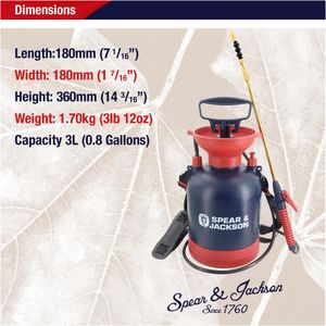 Spear & Jackson 3L Pressure Sprayer – Pump Action Garden Sprayer