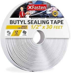 XFasten White Butyl Tape RV Tape 1/2” x 30’ 1/8” Butyl Marine Sealant Tape | Premium Window Glazing Putty Tape | Automotive Butyl Tape Window Sealant | EPDM Pool and RV Putty Tape | Butyl Rope Caulk